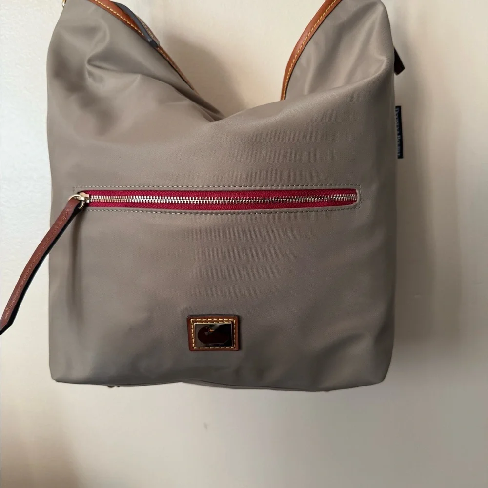 DOONEY & BOURKE WAYFARER BAG TAN HOBO BOHO 12x13”‎ 10” Handle Drop T